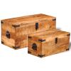 Gecheer Wooden Storage Chest Set, Handmade Solid Mango Wood, 2-Piece Set for Home Organization view 4