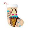 Yioniii 2023 Christmas StockingsIce Cream with Candy Pattern Christmas Stocking Xmas Stocking Holiday Christmas Decoration Gifts for Family Kids 18inch Yellow view 1