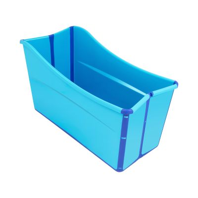 Foldable Bath Tub, 34 Inch Freestanding Thickened Plastic Blue Collapsible Soaking tub, Rectangle Water Bathtub Bucket for RVs, Showers, Hotels,Backyards, Bathrooms