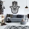 Hamsa Metal Wall Art, Hamsa Hand Wall Art, Hamsa Sacred Geometry Wood Wall Art, Extra Large Wall Decor, Boho Wall Art, Evil Eye Art, Metal Wall Art for Living Room, Housewarming Gift (White, 30 x 25 inch / 76 x 63 cm) view 2