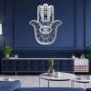Hamsa Metal Wall Art, Hamsa Hand Wall Art, Hamsa Sacred Geometry Wood Wall Art, Extra Large Wall Decor, Boho Wall Art, Evil Eye Art, Metal Wall Art for Living Room, Housewarming Gift (White, 30 x 25 inch / 76 x 63 cm) view 3