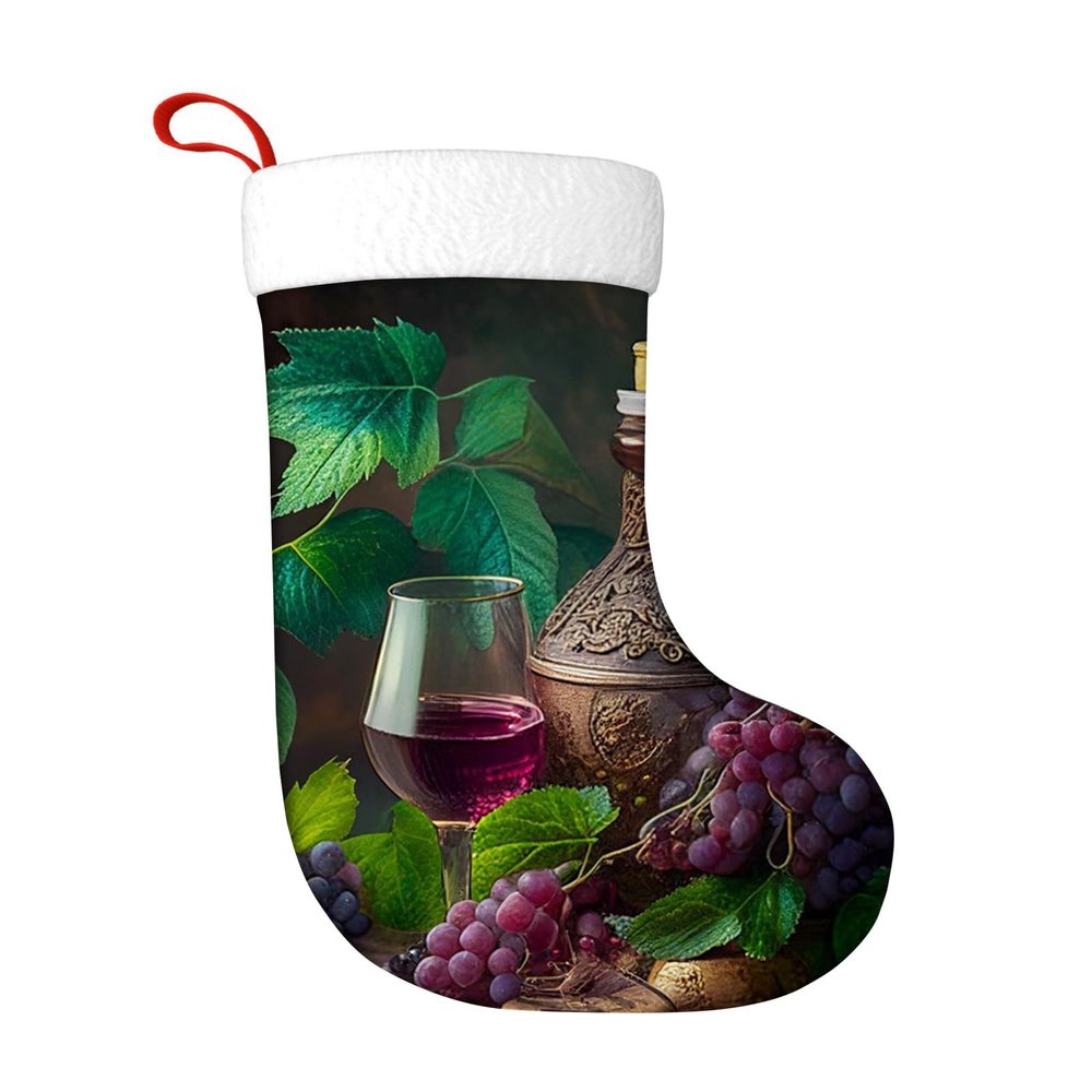 Yioniii Christmas StockingWine and Bottles Pattern Christmas Decor Holiday Decor Customized Stockings for Family 18inch Purple
