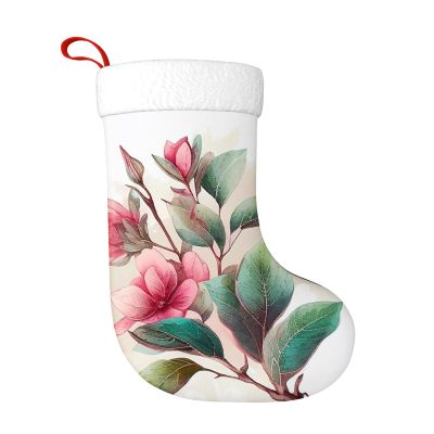 Yioniii 2023 Christmas StockingsPink Watercolor Floral Pattern Pattern Christmas Stocking Xmas Stocking Holiday Christmas Decoration Gifts for Family Kids 18inch Pink