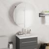Gecheer Bathroom Cabinet with Round Mirror, LED Lighting, Wall-Mounted Storage, Engineered Wood, Grey Finish for Modern Bathrooms view 1