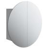 Gecheer Bathroom Cabinet with Round Mirror, LED Lighting, Wall-Mounted Storage, Engineered Wood, Grey Finish for Modern Bathrooms view 3