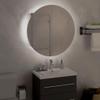 Gecheer Bathroom Cabinet with Round Mirror, LED Lighting, Wall-Mounted Storage, Engineered Wood, Grey Finish for Modern Bathrooms view 4