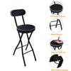 CYYTLFSD Portable Folding Stool, Cushioned Padded Fold Up Stool Metal Foldable Stool with Backrest and Footrest for Adults Kitchen Garden, 300 lbs Capacity (Black, Seat Height: 26 in) view 4
