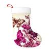 Yioniii Christmas Stockings,3 red Butterflies and Flower Pattern Pattern Xmas Stocking, Holiday and Family Stocking for Fireplace Christmas Holiday Party Decoration 18 Inches Red view 1
