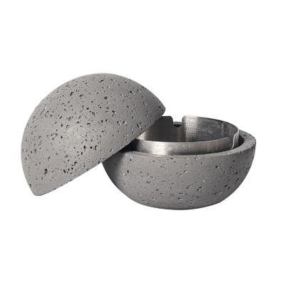 AETVRNI Mini Wastebasket for Countertop-Material: Concrete + Stainless -4.9In for Indoor and Outdoor Home Office Tabletop Decoration,Gray