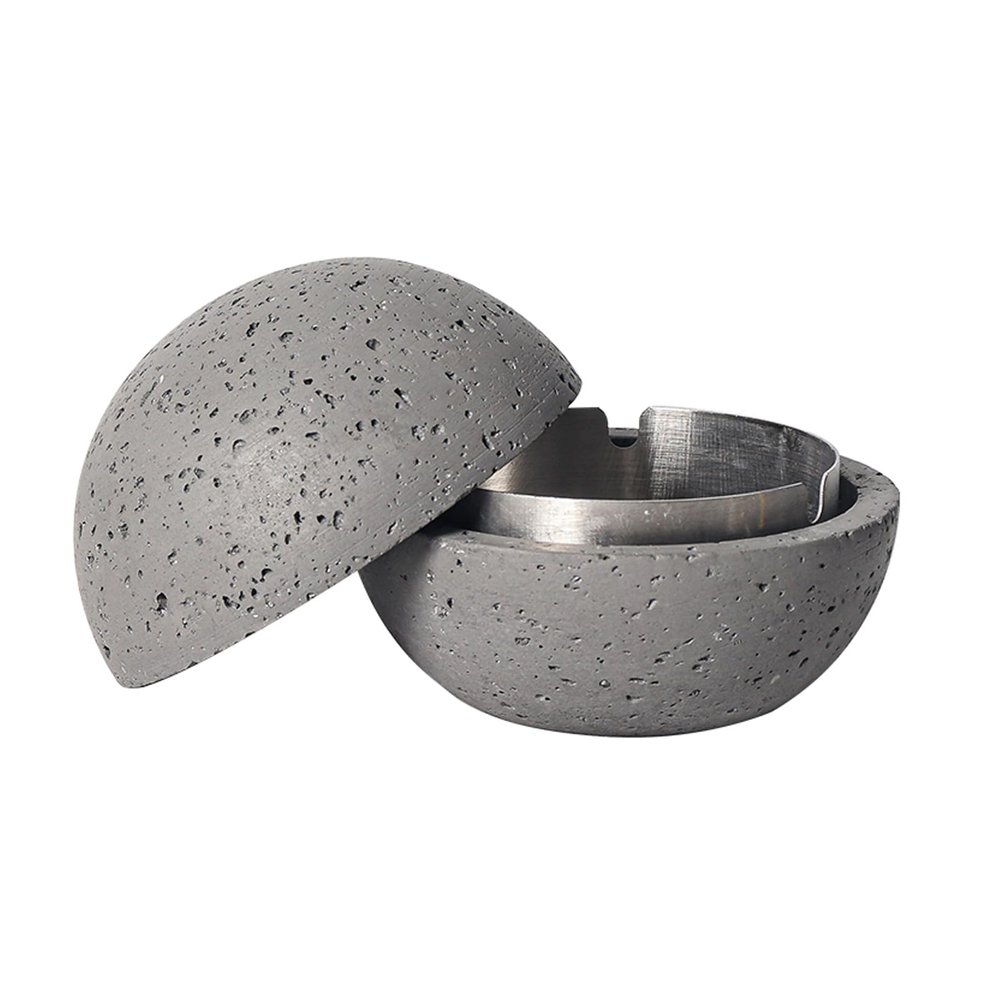 AETVRNI Mini Wastebasket for Countertop-Material: Concrete + Stainless -4.9In for Indoor and Outdoor Home Office Tabletop Decoration,Gray
