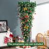 Goplus 7.5ft Pre-Lit Upside Down Christmas Tree, Inverted Hinged Xmas Tree with 400 Warm LED Lights, 8 Lighting Modes, 1100 PVC Branch Tips, Artificial Decoration Tree for Indoor Home Office Party view 3