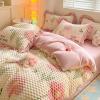 XHCTNN 4Pcs Queen Sheet Set - High Weight Milk Fleece Soft Beding Floral Pattern Quilt Cover Pillowcase for Fall Winter & Spring(H,1.8~2.0m/220 * 240cm) view 1