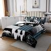 Woodland Quilt Set Hunting Bear Deer Patchwork Teal Buffalo Plaid Bedspread Set Queen Size,Rustic Cabin Barn Door Coverlet Set Boys Girls Camper Decor,Wildlife Paw Print Pine Trees Bedding Set view 2