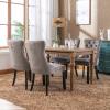 MZDOO Grey Velvet Dining Chairs Set of 4, Tufted Upholstered Dining Room Chairs with Back Ring Pull, Nailhead Trim and Solid Wood Legs, Modern Dining Chair for Dining Room, Kitchen(Grey) view 2