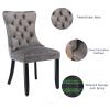 MZDOO Grey Velvet Dining Chairs Set of 4, Tufted Upholstered Dining Room Chairs with Back Ring Pull, Nailhead Trim and Solid Wood Legs, Modern Dining Chair for Dining Room, Kitchen(Grey) view 4