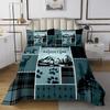 Castle Fairy Camping Adventure Bedspread King Size for Adult Women,Deer Antler Bear Animals Arrow Hunt Quilt Set with 2 Pillowcases,Country Plaid Lodge Trees Decor Bedding Quilted,Breathable view 2