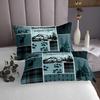 Castle Fairy Camping Adventure Bedspread King Size for Adult Women,Deer Antler Bear Animals Arrow Hunt Quilt Set with 2 Pillowcases,Country Plaid Lodge Trees Decor Bedding Quilted,Breathable view 3