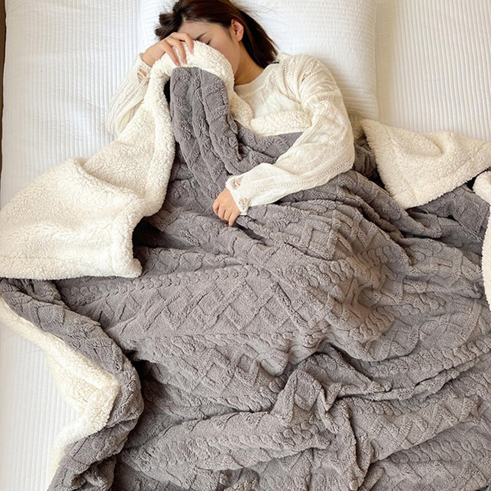 Japelessor Thickened Imitation Cashmere Throw Blanket, Super Soft Imitation Cashmere Throw Blanket for Couch, Sofa, Bed (G-Dark Gray,70x100cm)