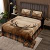 Castle Fairy Deer Antler Bedspread for Kids Boys,Rustic Farmhouse Wooden Board Barn Coverlet Set Room Decor Bed Cover,Animal Retro Plaid Geometric Quilt Set with 1 Pillow Sham, Twin Size view 1