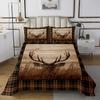 Castle Fairy Deer Antler Bedspread for Kids Boys,Rustic Farmhouse Wooden Board Barn Coverlet Set Room Decor Bed Cover,Animal Retro Plaid Geometric Quilt Set with 1 Pillow Sham, Twin Size view 2