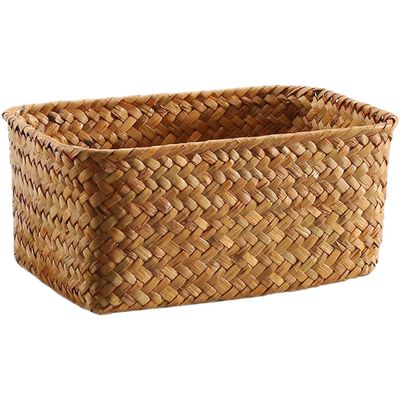 PRETYZOOM Seagrass Storage Baskets, Rectangular Hand Woven Storage Bin Multipurpose Desktop Seagrass Basket Kids Room Toys Organizer Small Fruits Baskets for Kitchen (15x21cm)