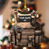 2023 Custom Shape Mica Ornament Proud A Police Personalized, Ornament Announcement, Christmas Ornaments, Christmas Tree Hanging Gift, Police Bulletproof Vest Personalized Flat Keychain view 2