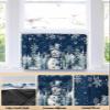 Christmas Indoor Air Conditioner Covers, Dark Blue Christmas Snowman Xmas Tree Snowflake Durable Insulation AC Covers for Inside Window Unit with Elastic Strap 25 x 18 x 3.5 inches view 3