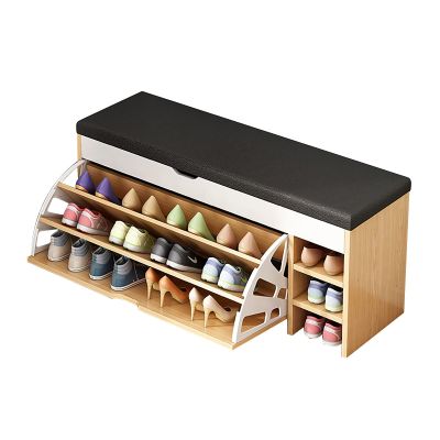 Shoe Storage Bench With Seat Cushion, Bench Shoe Rack,Entryway Shoe Bench With Flip Drawers, Hallway Bench With Shoe Storage Cabinet, Hidden Shoes Organizer For Living Room, Bedroom, Mudroom ( Color :