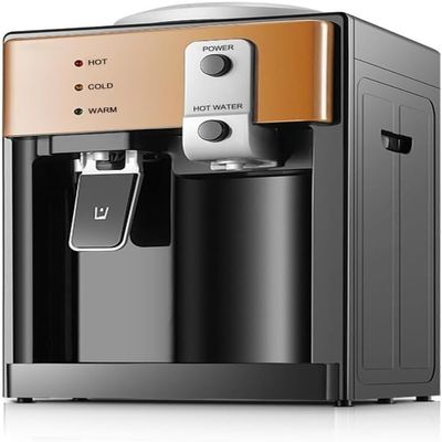 Top Loading Water Cooler Dispenser, 5 Gallon Water Dispenser w/ 3 Temperature Setting, Hot & Cold Water Dispenser for Home, Office & Dormitory (Gold)