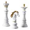 jweemax Large International Chess Statue, Aesthetic Figurines, King, Queen, and Knight Sculpture Set, White view 1