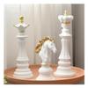 jweemax Large International Chess Statue, Aesthetic Figurines, King, Queen, and Knight Sculpture Set, White view 2