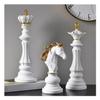 jweemax Large International Chess Statue, Aesthetic Figurines, King, Queen, and Knight Sculpture Set, White view 3