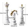 jweemax Large International Chess Statue, Aesthetic Figurines, King, Queen, and Knight Sculpture Set, White view 4