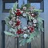Christmas Wreath for Front Door, 24 inch Winter Wreaths with Natural Pine Cones, Red Berries,Spruce Branches,Xmas Indoor Outdoor Holiday Party Thanksgiving Decorations view 2