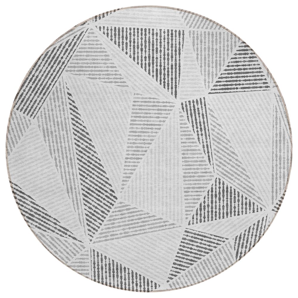 Addison Rugs Chantille ACN618 Gray 8' x 8' Indoor Outdoor Round Rug, Easy Clean, Machine Washable, Non Shedding, Bedroom, Living Room, Dining Room, Kitchen, Patio Rug