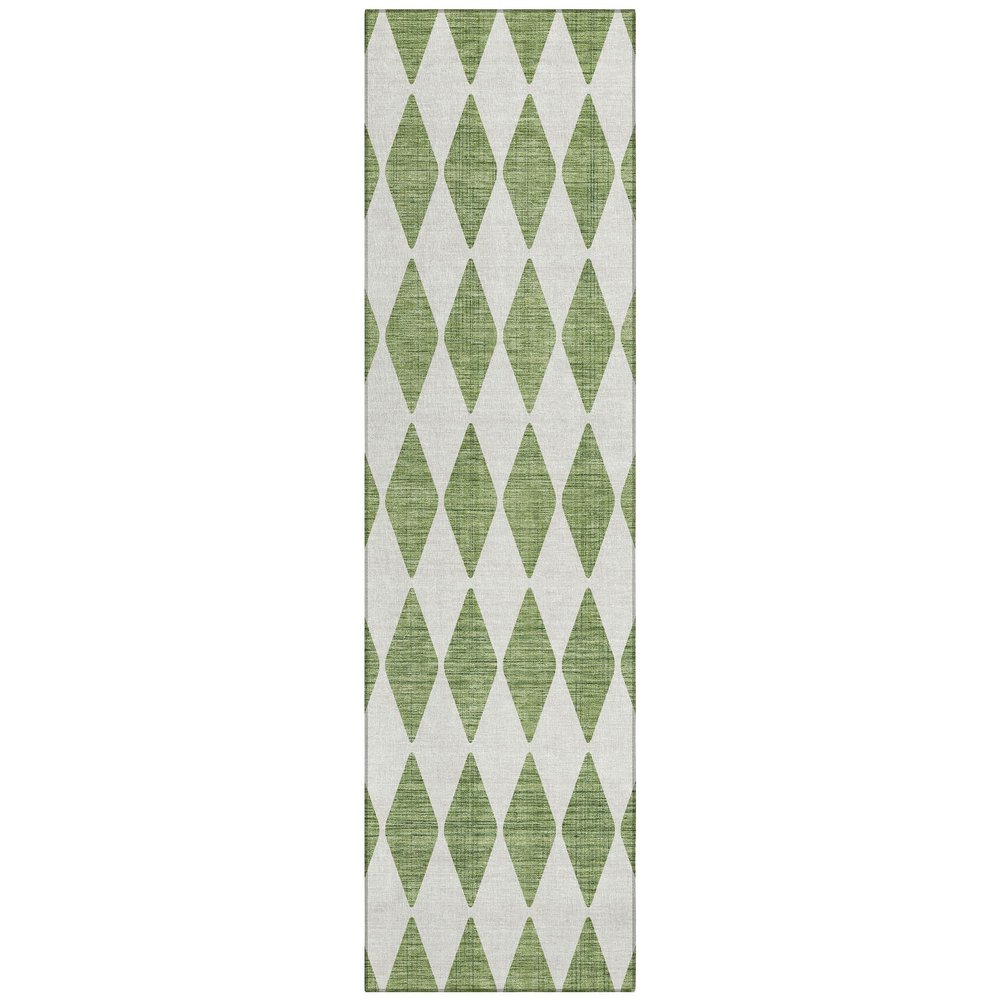 Addison Rugs Chantille ACN578 Green 2'3" x 7'6" Indoor Outdoor Hallway Runner Rug, Stain Resistant Washable Kitchen Area Carpet for Bathroom, Laundry and Bedroom Rug