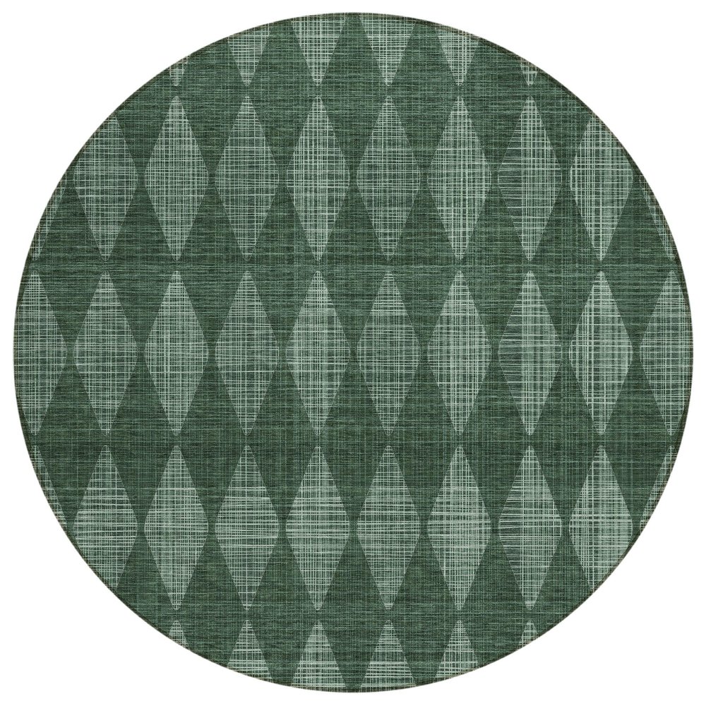 Addison Rugs Chantille ACN578 Olive 8' x 8' Indoor Outdoor Round Rug, Easy Clean, Machine Washable, Non Shedding, Bedroom, Living Room, Dining Room, Kitchen, Patio Rug