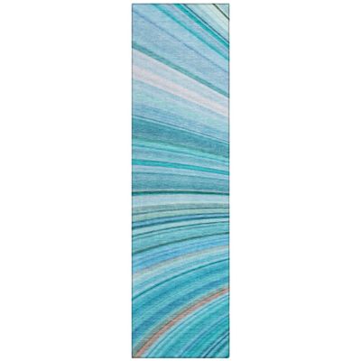Addison Rugs Chantille ACN585 Teal 2'3" x 7'6" Indoor Outdoor Hallway Runner Rug, Stain Resistant Washable Kitchen Area Carpet for Bathroom, Laundry and Bedroom Rug