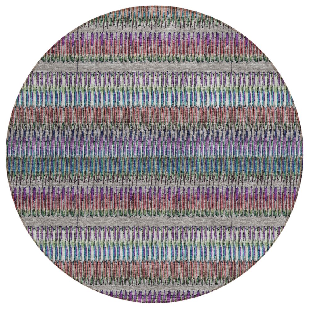 Addison Rugs Chantille ACN589 Taupe 8' x 8' Indoor Outdoor Round Rug, Easy Clean, Machine Washable, Non Shedding, Bedroom, Living Room, Dining Room, Kitchen, Patio Rug