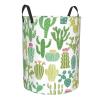 Cactus Plant Cacti Flower Laundry Basket Waterproof Foldable Laundry Hamper with Durable Handle Circular Storage Basket Dirty Clothes Bag for Home Bathroom Office Nursery view 2