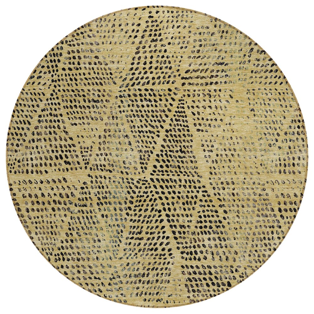 Addison Rugs Chantille ACN591 Gold 8' x 8' Indoor Outdoor Round Rug, Easy Clean, Machine Washable, Non Shedding, Bedroom, Living Room, Dining Room, Kitchen, Patio Rug