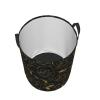 Peony Flower Black Rose Gold Laundry Basket Waterproof Collapsible Laundry Hamper with Durable Handle Circular Dirty Clothes Storage Basket for Bedroom Bathroom College Dorm view 3
