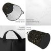 Peony Flower Black Rose Gold Laundry Basket Waterproof Collapsible Laundry Hamper with Durable Handle Circular Dirty Clothes Storage Basket for Bedroom Bathroom College Dorm view 4