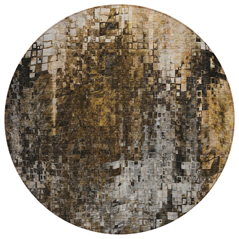 Addison Rugs Chantille ACN581 Brown 8' x 8' Indoor Outdoor Round Rug, Easy Clean, Machine Washable, Non Shedding, Bedroom, Living Room, Dining Room, Kitchen, Patio Rug
