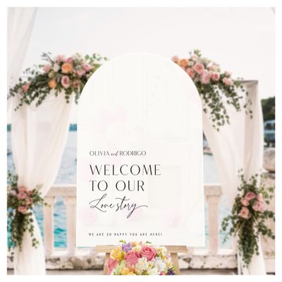 Custom Welcome To Our Love Story Welcome Sign - Personalized Minimalist Wedding Welcome Sign - We Are So Happy You Are Here Wedding Sign (Paper)