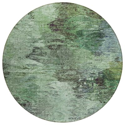 Addison Rugs Chantille ACN592 Green 8' x 8' Indoor Outdoor Round Rug, Easy Clean, Machine Washable, Non Shedding, Bedroom, Living Room, Dining Room, Kitchen, Patio Rug