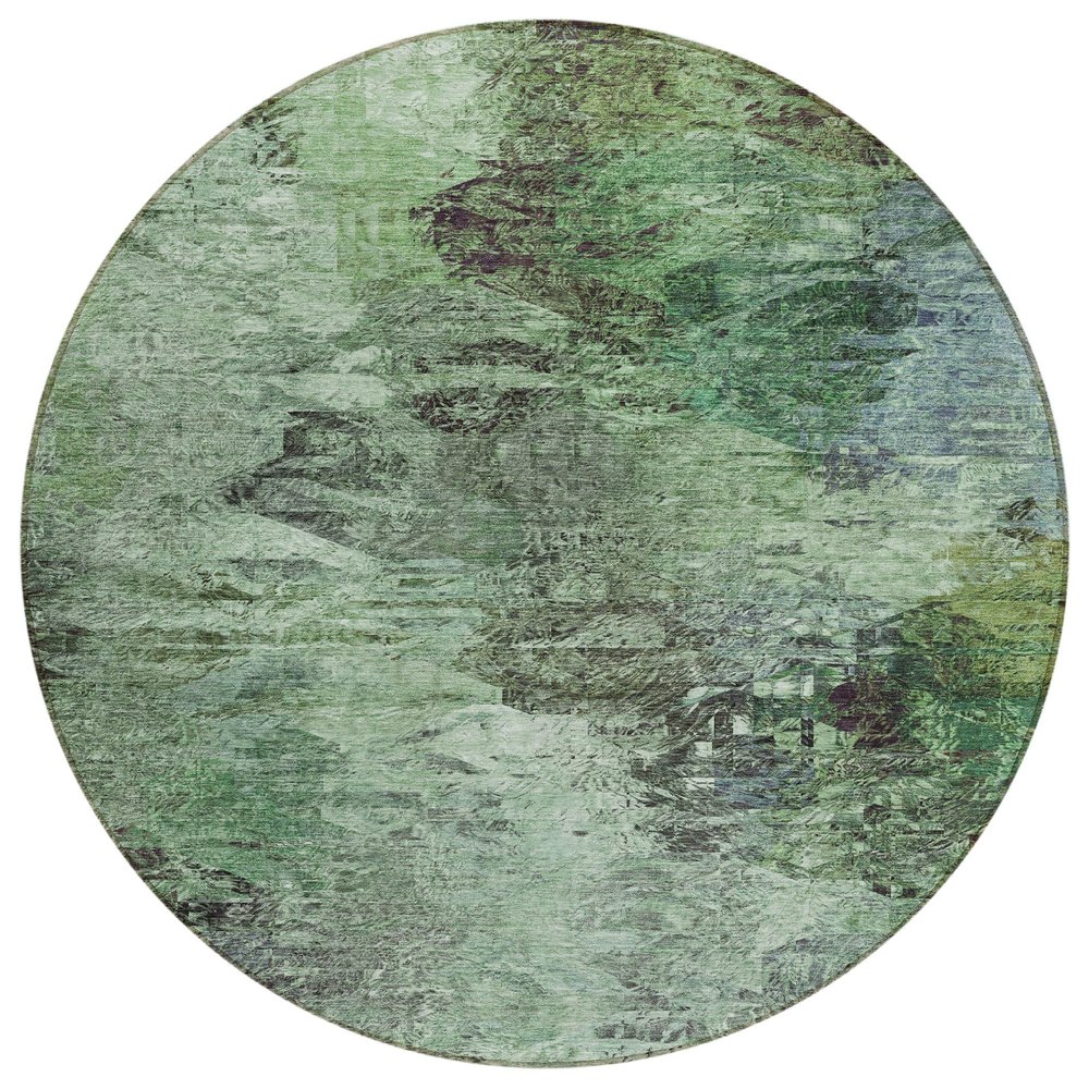 Addison Rugs Chantille ACN592 Green 8' x 8' Indoor Outdoor Round Rug, Easy Clean, Machine Washable, Non Shedding, Bedroom, Living Room, Dining Room, Kitchen, Patio Rug