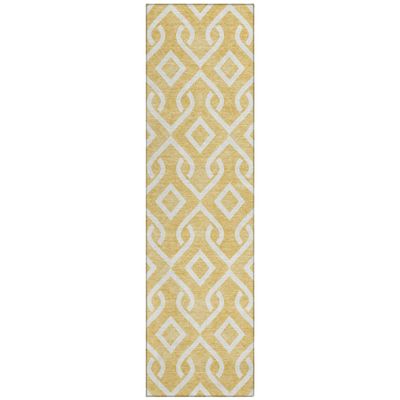 Addison Rugs Chantille ACN621 Gold 2'3" x 7'6" Indoor Outdoor Hallway Runner Rug, Stain Resistant Washable Kitchen Area Carpet for Bathroom, Laundry and Bedroom Rug