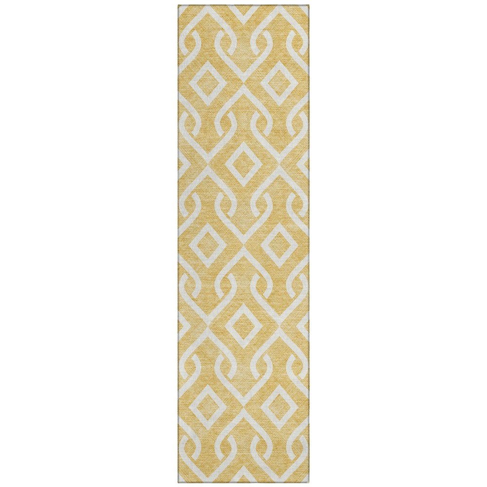 Addison Rugs Chantille ACN621 Gold 2'3" x 7'6" Indoor Outdoor Hallway Runner Rug, Stain Resistant Washable Kitchen Area Carpet for Bathroom, Laundry and Bedroom Rug
