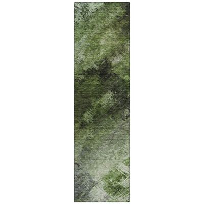 Addison Rugs Chantille ACN590 Green 2'3" x 7'6" Indoor Outdoor Hallway Runner Rug, Stain Resistant Washable Kitchen Area Carpet for Bathroom, Laundry and Bedroom Rug